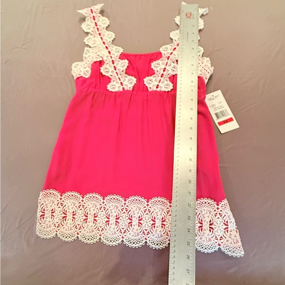 NWT Karen Kane Pink Lace Trim Sleeveless 100% Silk Top Size XS MSRP $148 - Picture 7 of 9